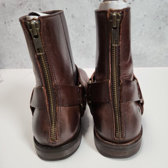 FRYE Sam Harness Mens Boots 8M Dark Brown Leather Mid-Calf Back Zipper - Picture 16 of 16